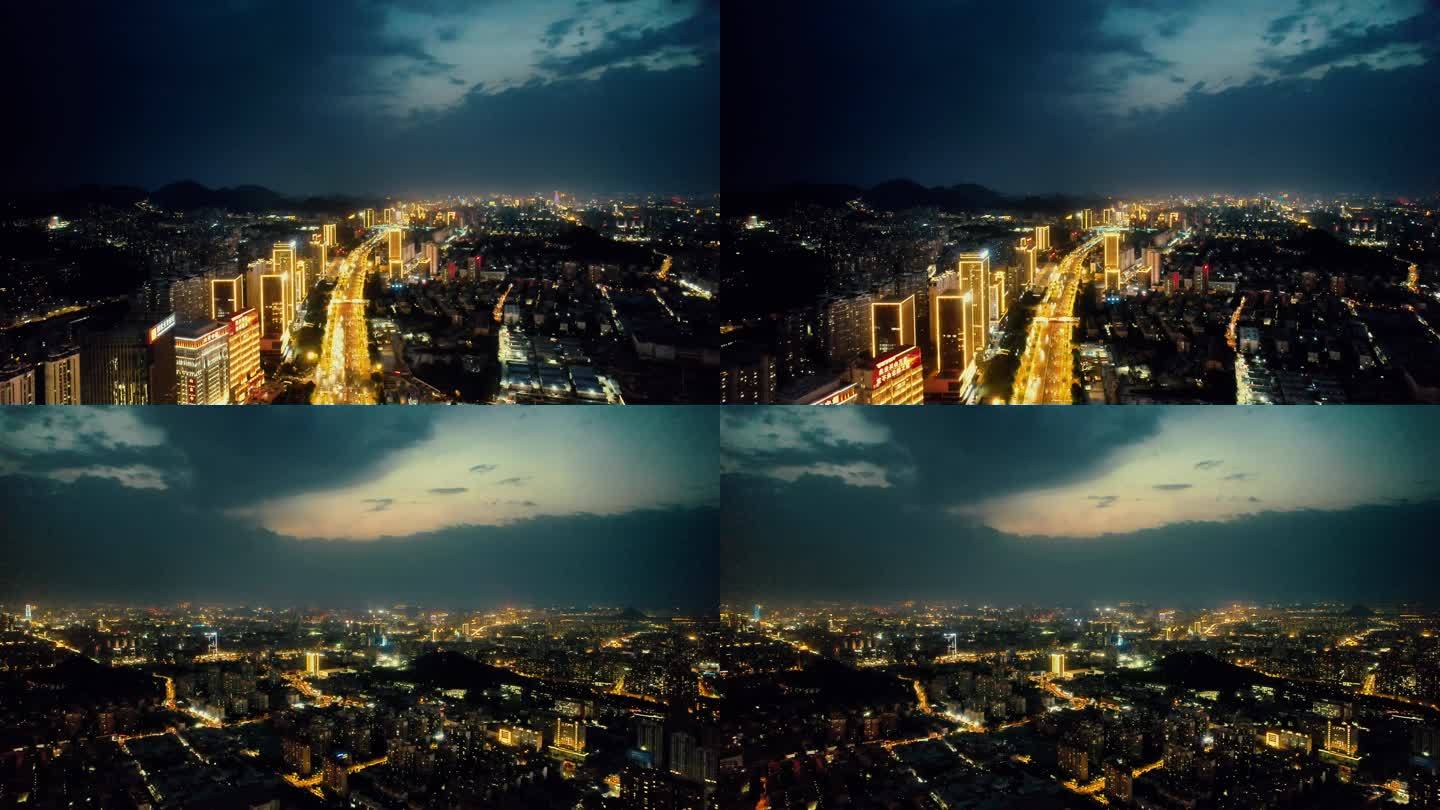 山东济南城市夜景航拍