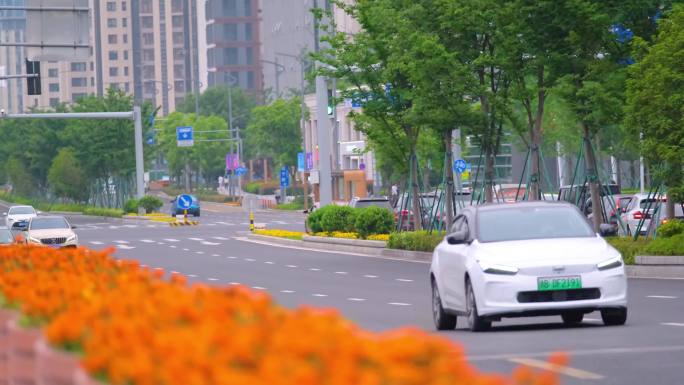 城市马路街道街头街景上班下班高峰期汽车车