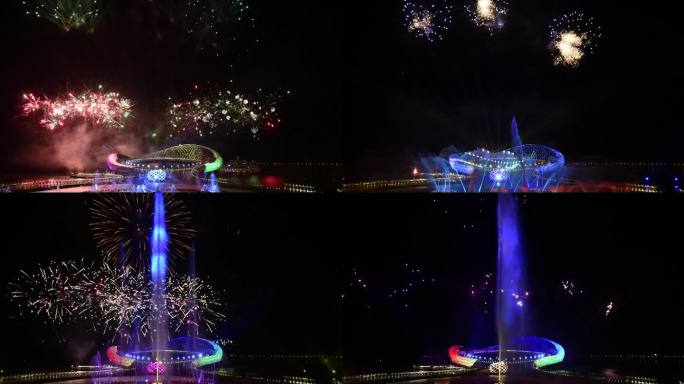 苏州湾阅湖台龙年春节大型烟花喷泉表演秀