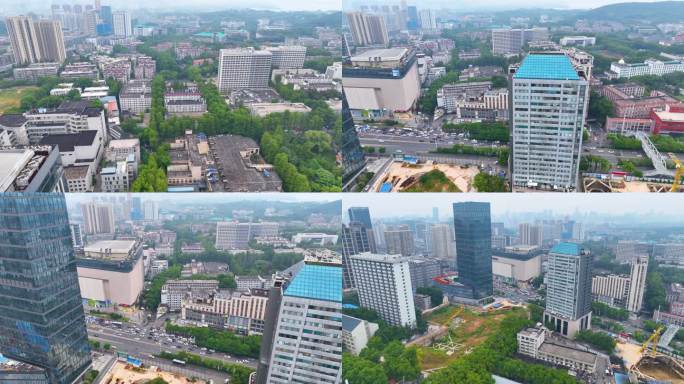 湖北武汉洪山区街道口航拍城市风景风光珞瑜