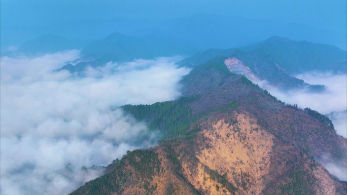 浙江衢州开化山区农村云海风景风光航拍延时