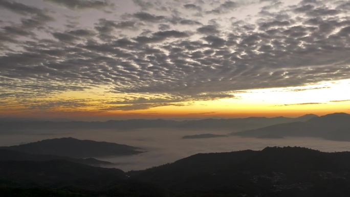 航拍景迈山云海日出延时