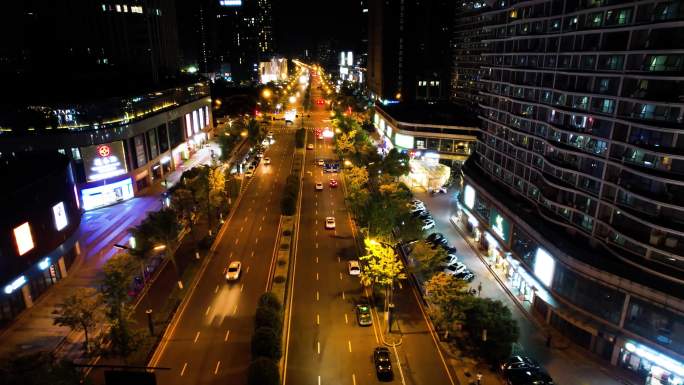 城市马路车辆车流夜景航拍4