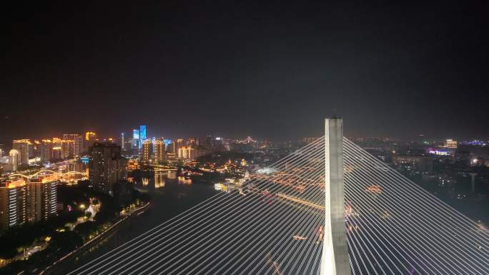 福州台江区三县洲大桥江心公园航拍夜晚夜景