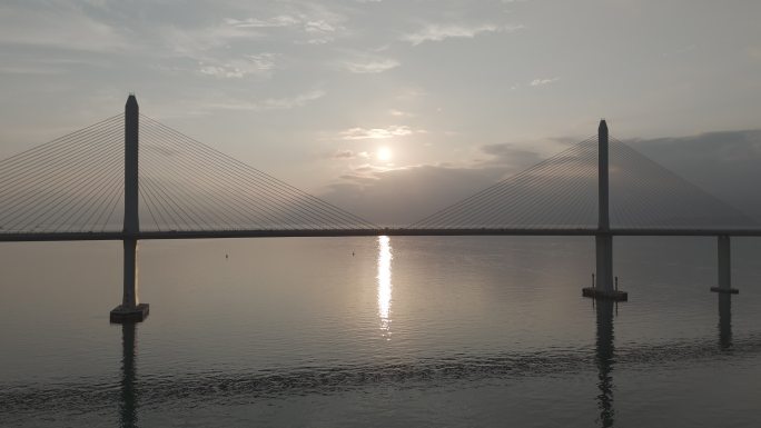 海上落日  跨海大桥落日