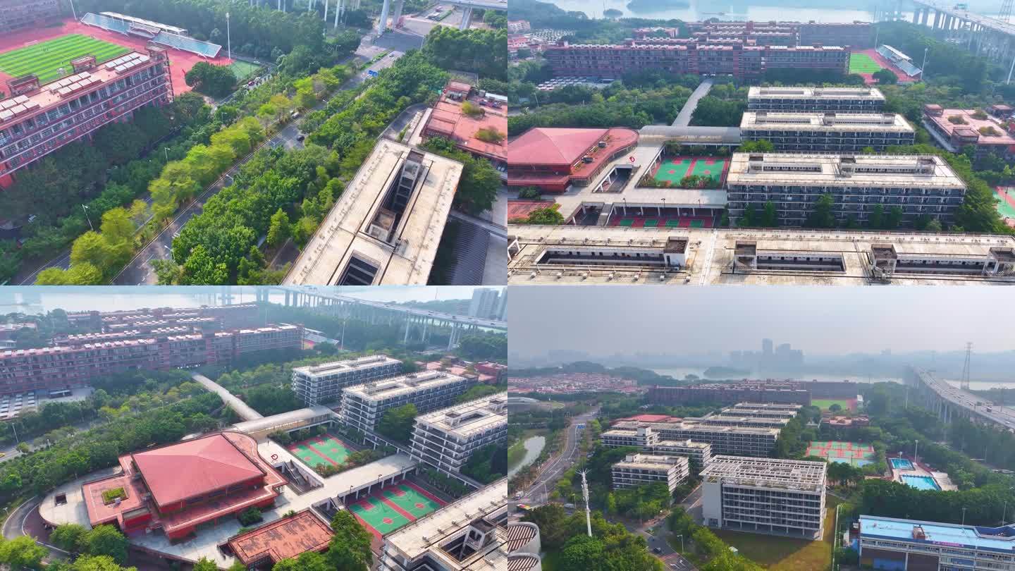 广州美术学院大学城校区航拍校园番禺区风景