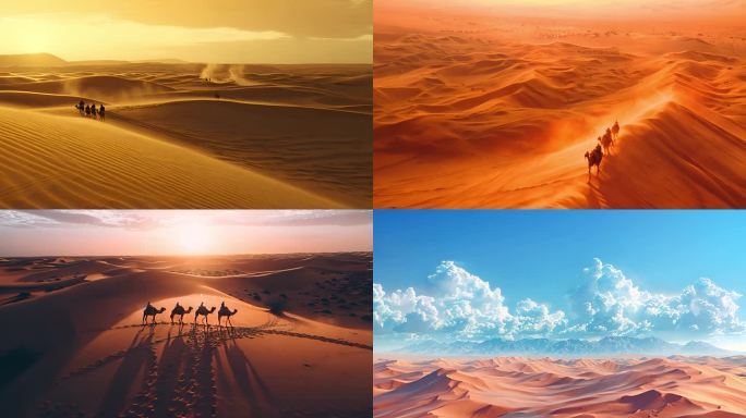 一带一路丝绸之路沙漠骆驼商队