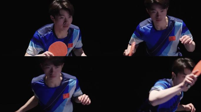 男子乒乓球运动员训练比赛挥拍接球对抗