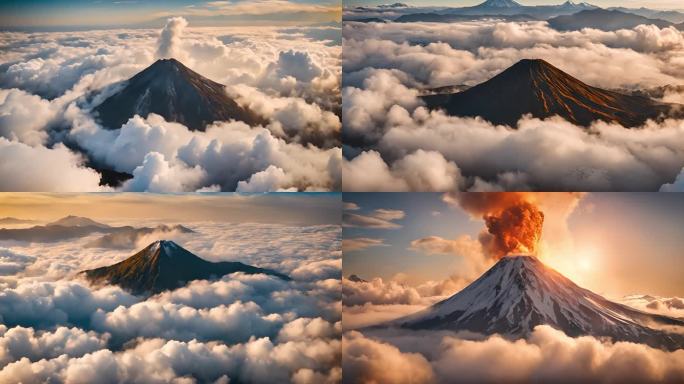 4K高质量拍摄阳光普照火山延时视频