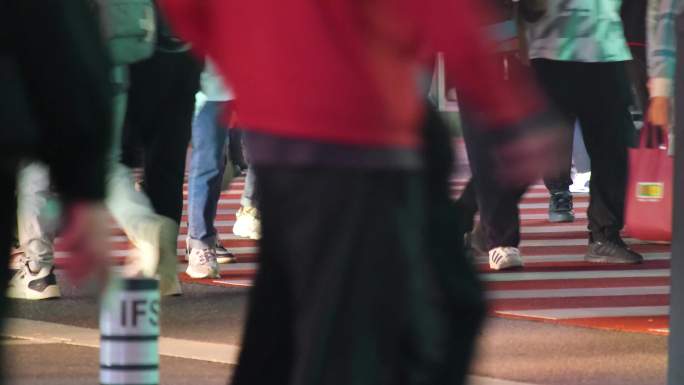 长沙黄兴广场五一广场夜晚夜景车流人流游客