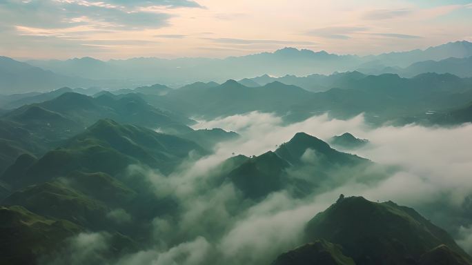 航拍中国风光云海清晨雾气自然风景震撼大气