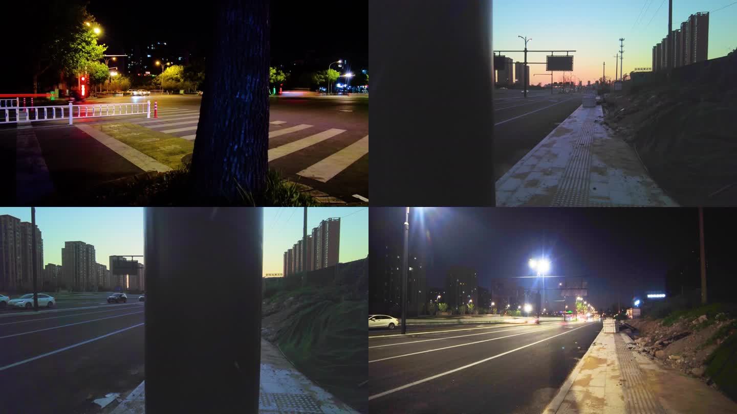 城市马路夜景车流人流延时视频素材