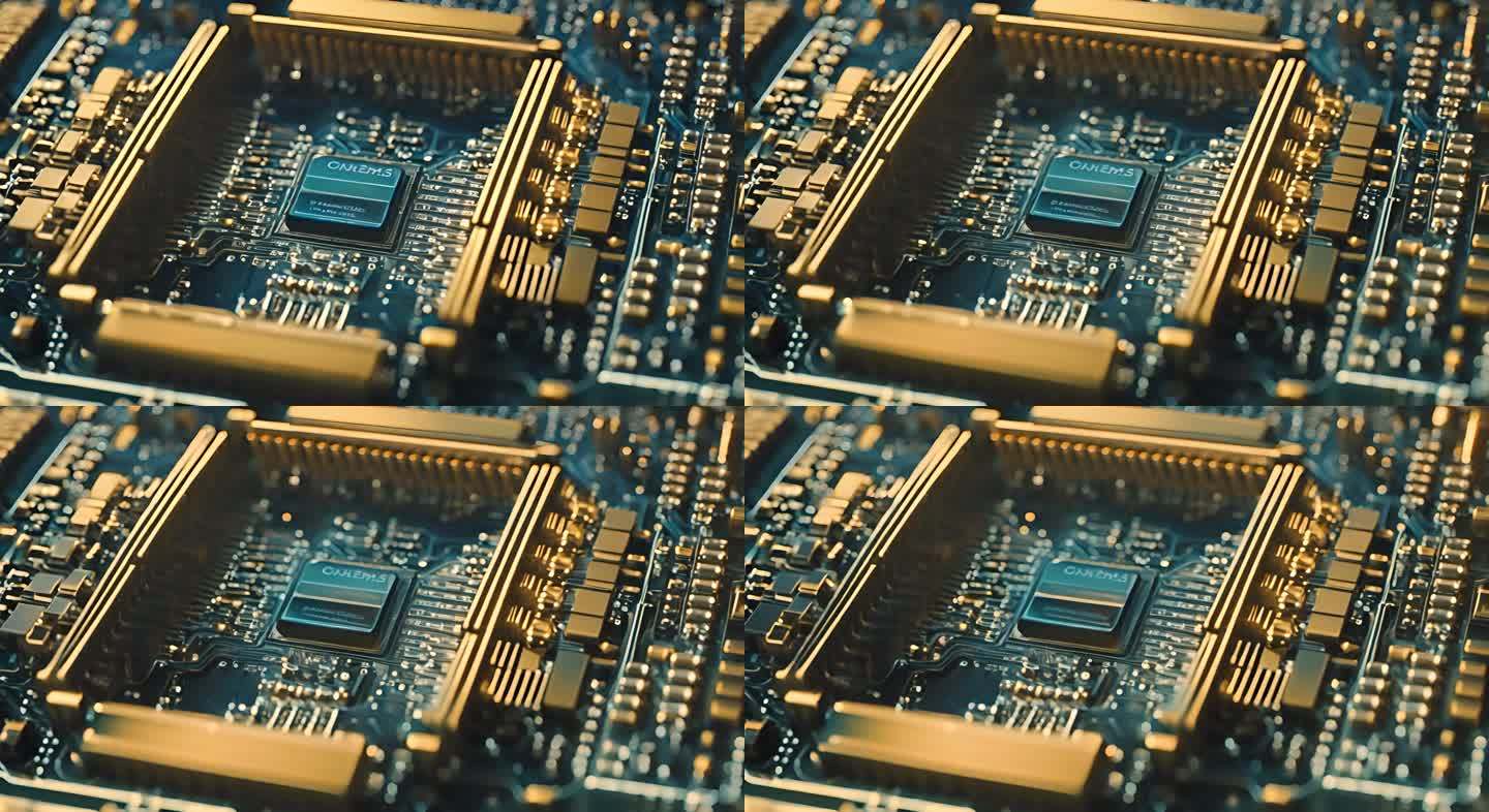 蓝色科技芯片电路空镜素材