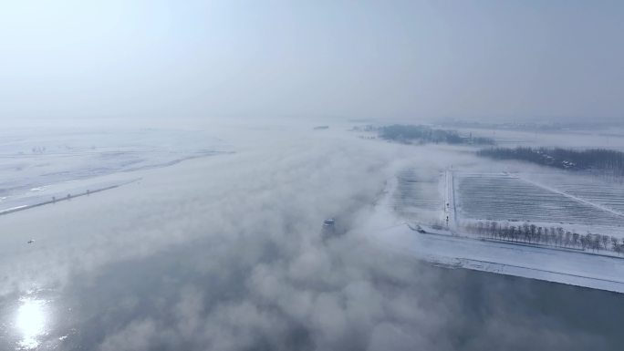 汉江雪景航拍