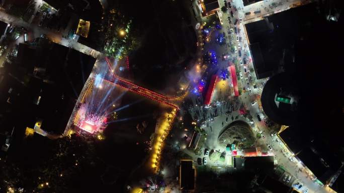 4k福建客家土楼古村落夜景全景航拍