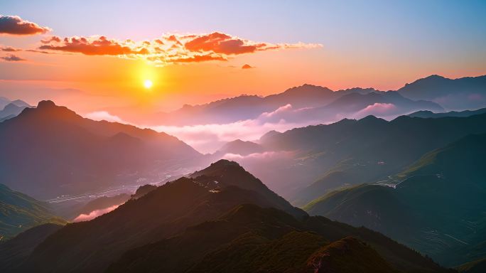 航云海日出日落日出山河自然风光云雾缭绕