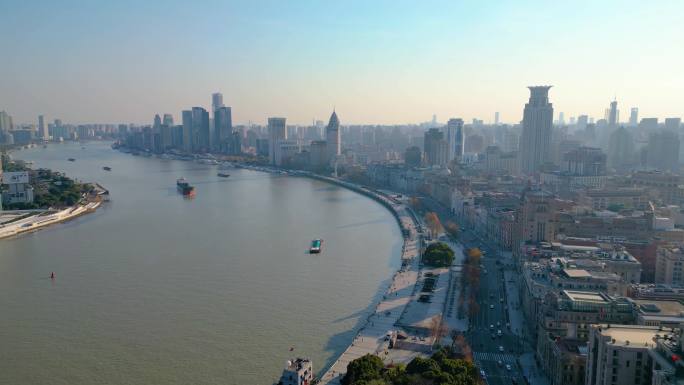上海浦东新区陆家嘴高楼大厦风景航拍