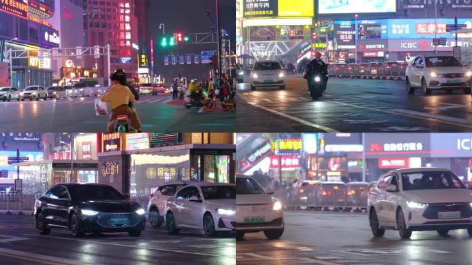 长沙夜晚夜景汽车车辆车流交通市区街道街景