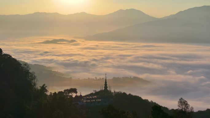 航拍景迈山云海日出