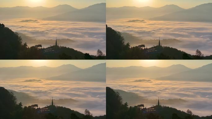 航拍景迈山云海日出