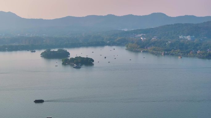 浙江杭州西湖美景景区航拍旅游风景大自然风