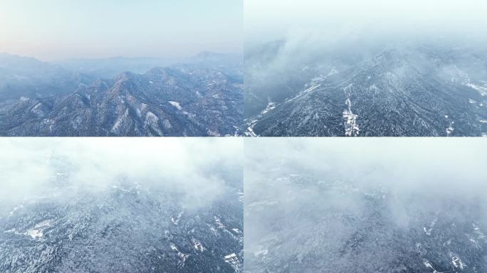 4K大别山雪景穿云航拍合集