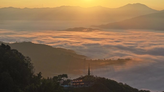 航拍景迈山云海日出