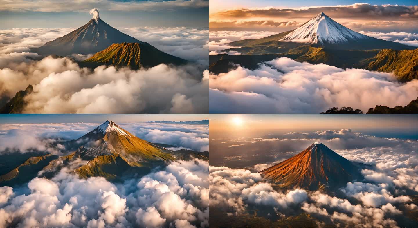 4K高质量拍摄阳光普照火山延时视频