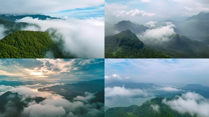 航拍中国风光云海清晨雾气自然风景震撼大气