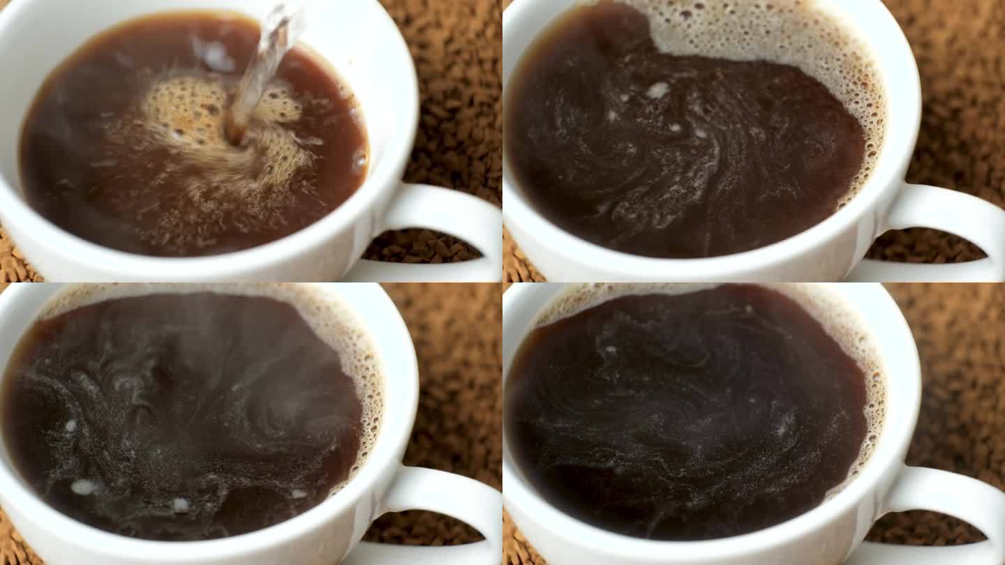 制备不含咖啡因的速溶颗粒咖啡，将沸水浇在颗粒上，4k。