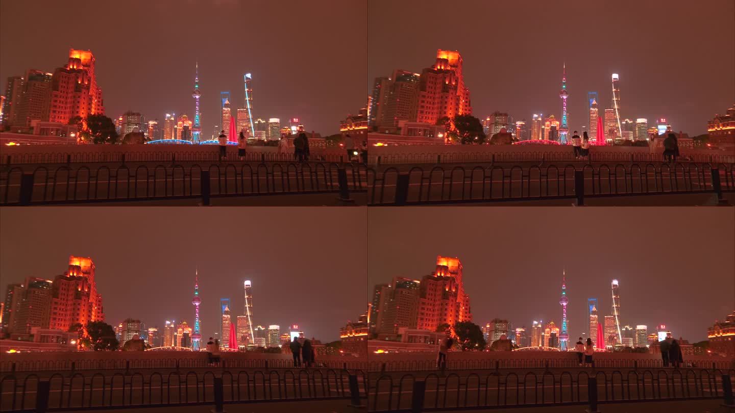 上海外滩乍浦路桥夜景游客人流车流延时摄影