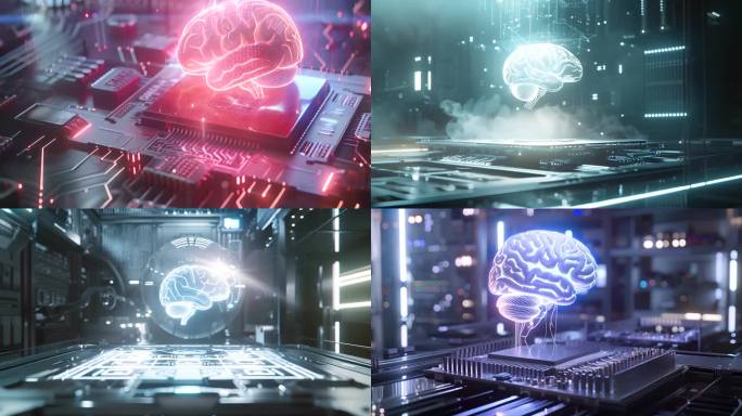 人工智能芯片CPU大脑全息投影动画