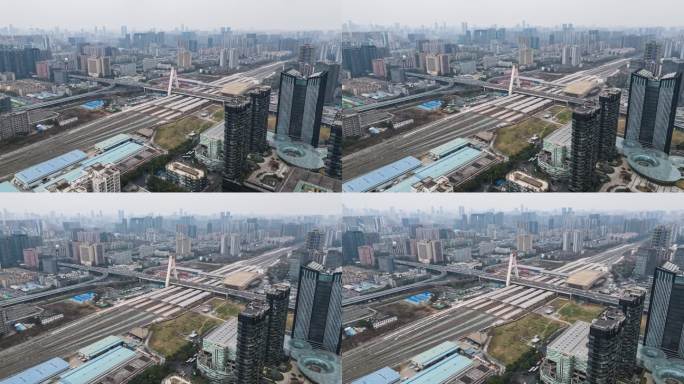 成都火车南站春运航拍延时摄影4K