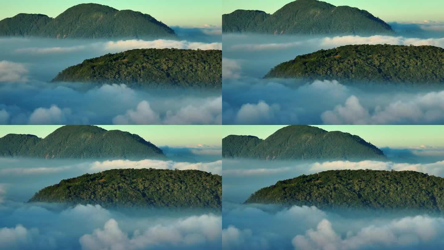 山峰周围云的鸟瞰图