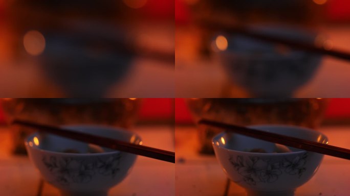 摆在神龛前上供用的碗筷