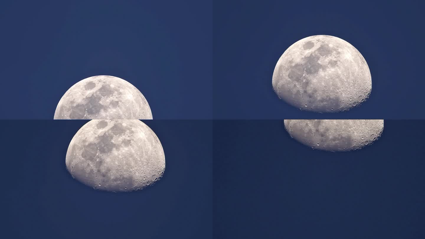 【4k原创】实拍蓝调大月亮升起清晰纹理