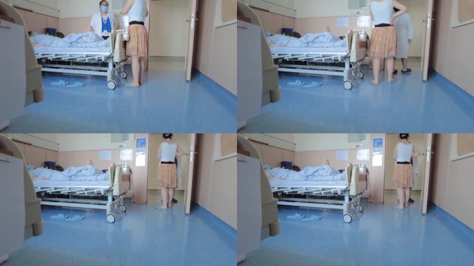 医院病房病人和医生护士交流视频素材
