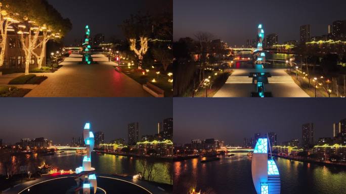 无锡 运河公园 运河  城市大景 夜景