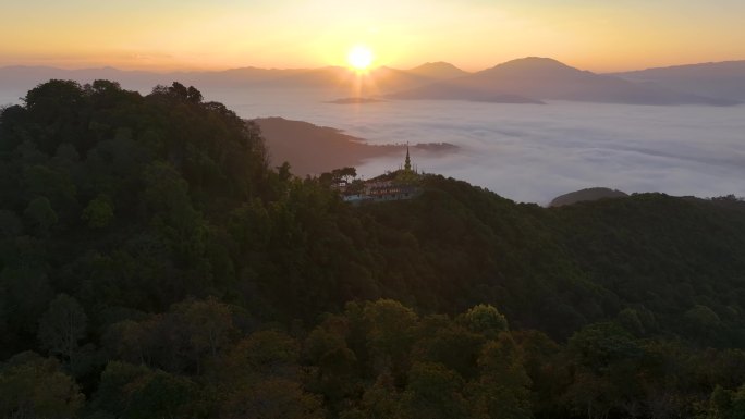 航拍景迈山云海日出