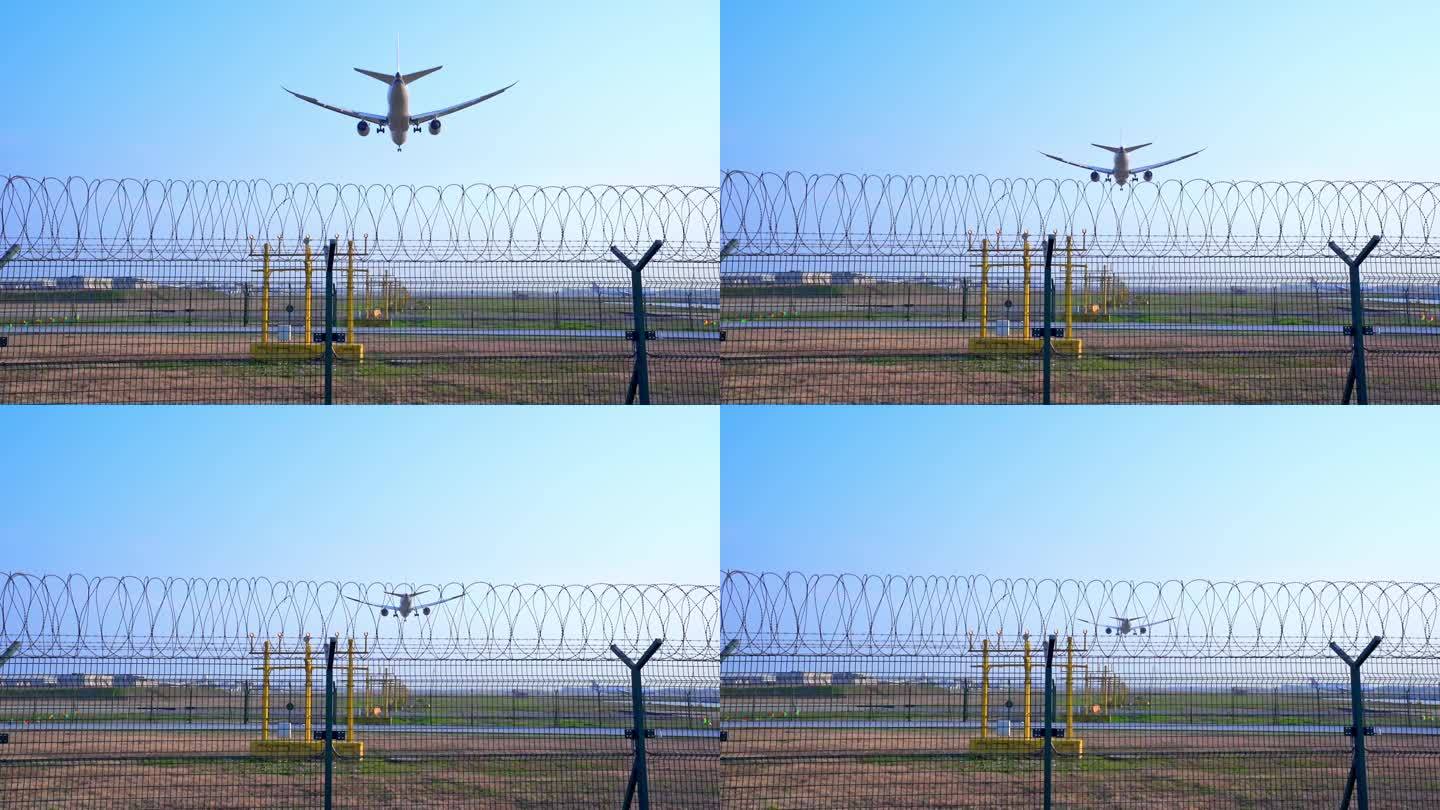 飞机航班机场降落空镜