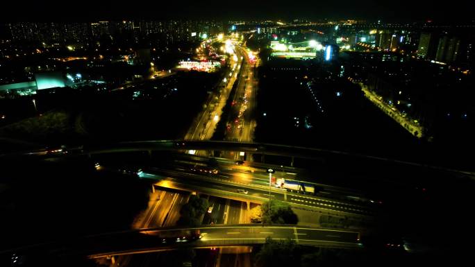 杭州下沙立交桥绕城高速夜景视频素材94