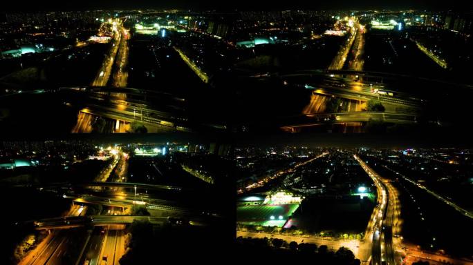 杭州下沙立交桥绕城高速夜景视频素材94