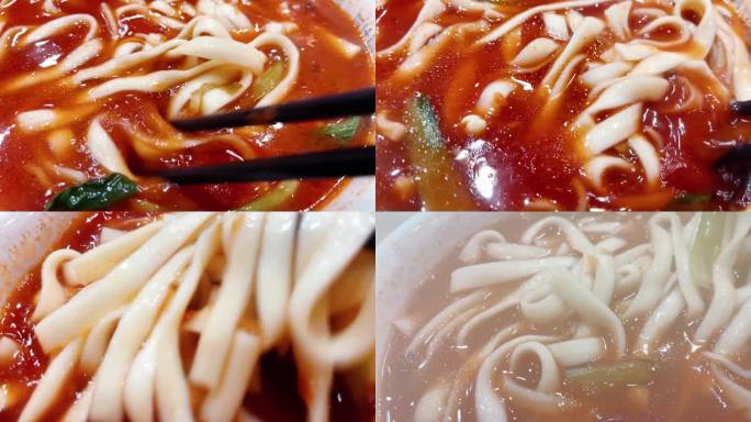 番茄汤面筷子搅拌慢动作2