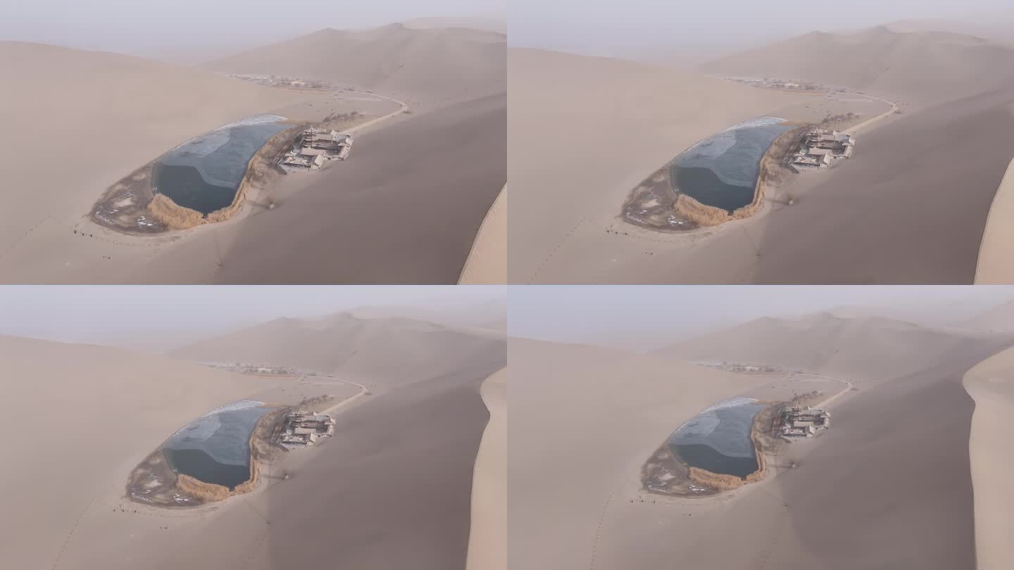 航拍沙漠鸣沙山景区景区自然干旱风景沙丘