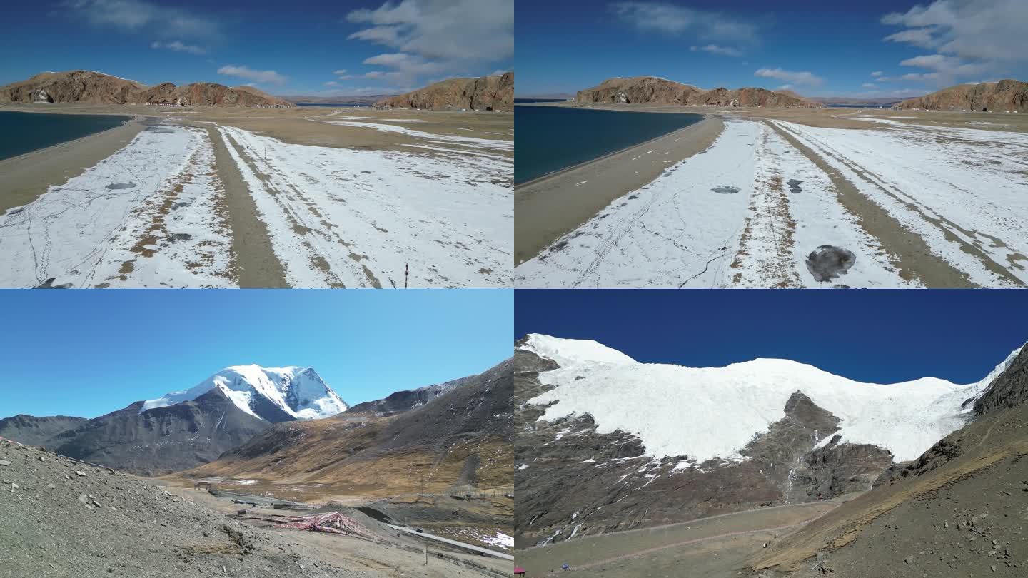 西藏纳木错 雪山 冰川 羊湖