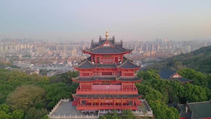 杭州西湖景区城隍阁美景航拍