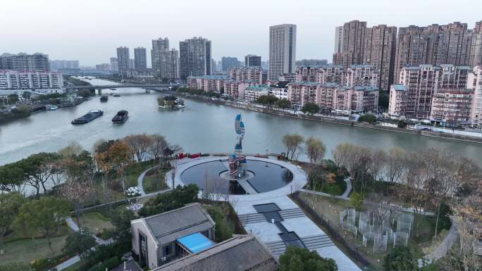 无锡 运河公园 运河 拐角 城市大景