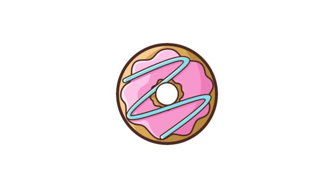 甜甜圈卡通的动画插图。