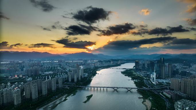 闽江平推延时摄影 航拍大景 福州闽江航拍