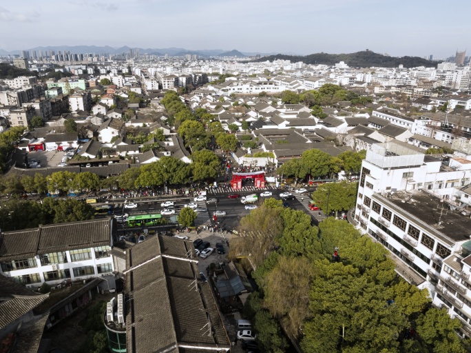 5k实拍延时航拍绍兴鲁迅故里远景